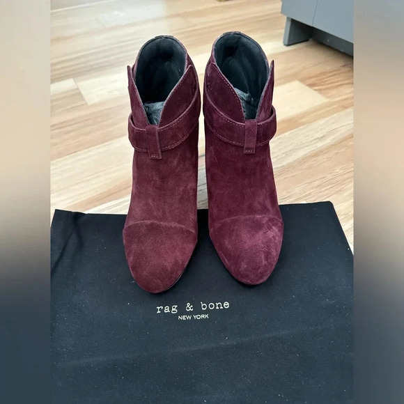 Rag & Bone wine suede ankle HARROW BOOT celebrity favorite size 6.5 - Picture 2 of 15
